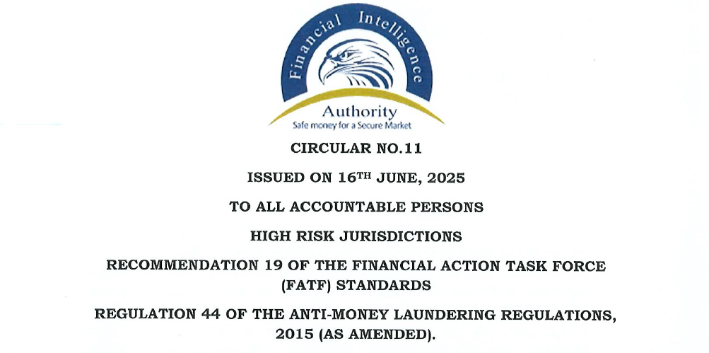 Circular No. 11 High Risk Jurisdictions Recommendation 19 of the FATF Standards