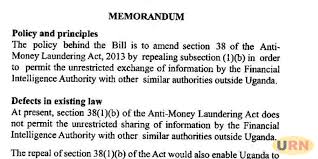 Memorandum, Amendment of AMLA, 2013